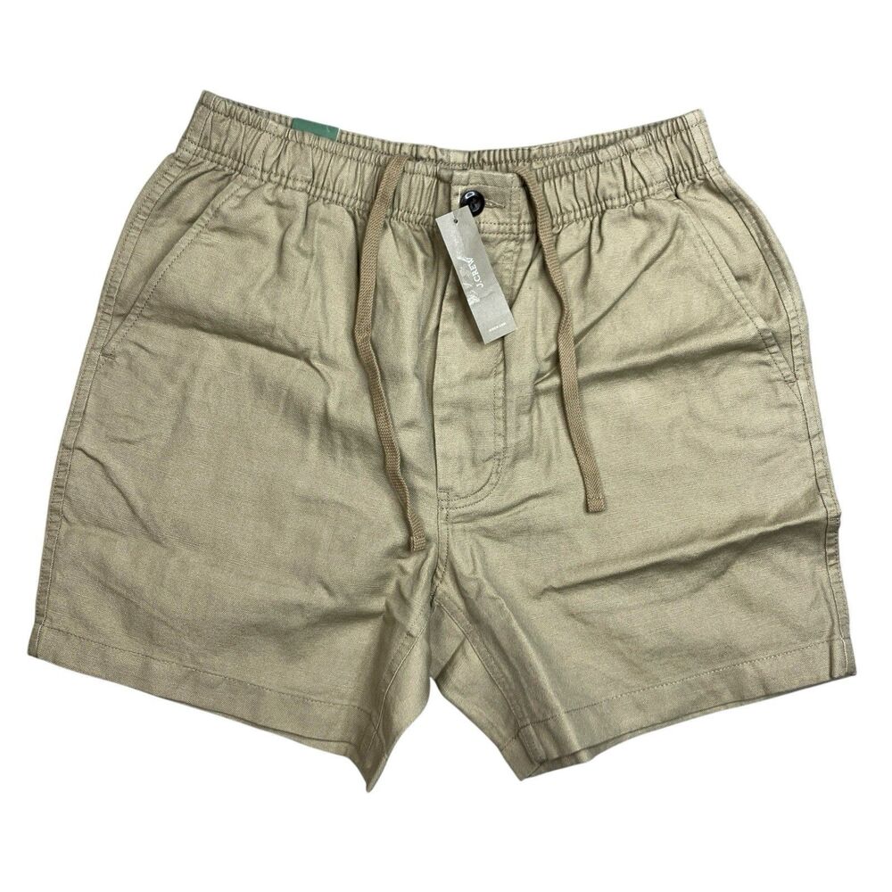 J Crew Pier Shorts Mens S Khaki Cotton Linen Blend 5.5”‎ Drawstring Casual CH204